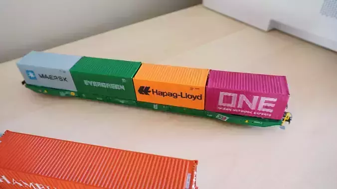 Pre Supported H0 1-87 scale  Sggnss-XL container wagon 3D print model 5