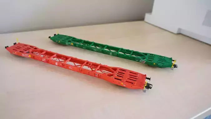 Pre Supported H0 1-87 scale  Sggnss-XL container wagon 3D print model 2