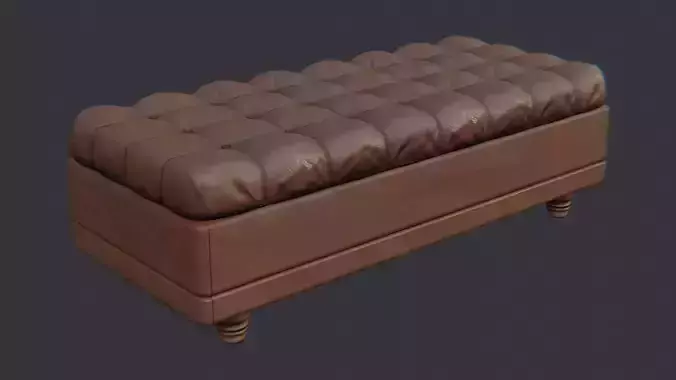 Retro Leather Tufted Bench for Living Room