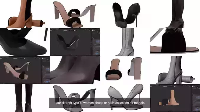 four diffrent type of women shoes or hells collection