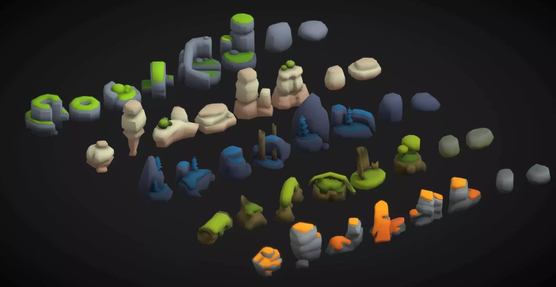 Stylized Rock Asset Pack Low-poly 3D model_1