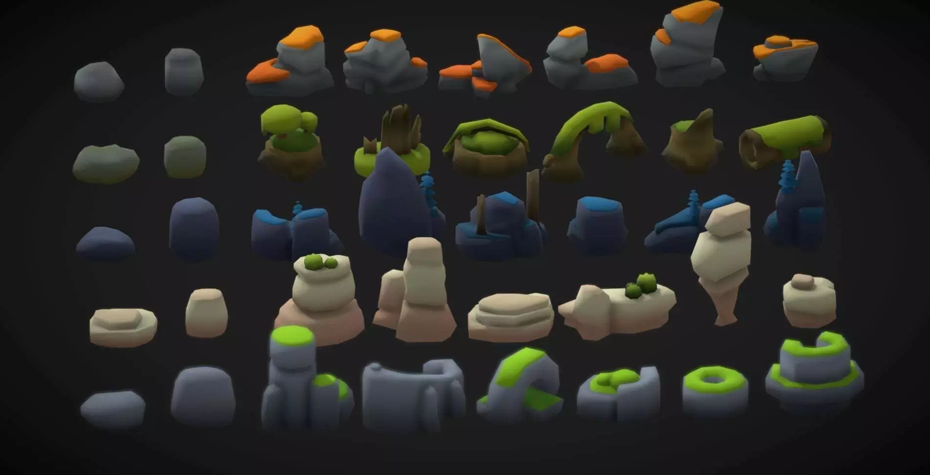 Stylized Rock Asset Pack Low-poly 3D model_3