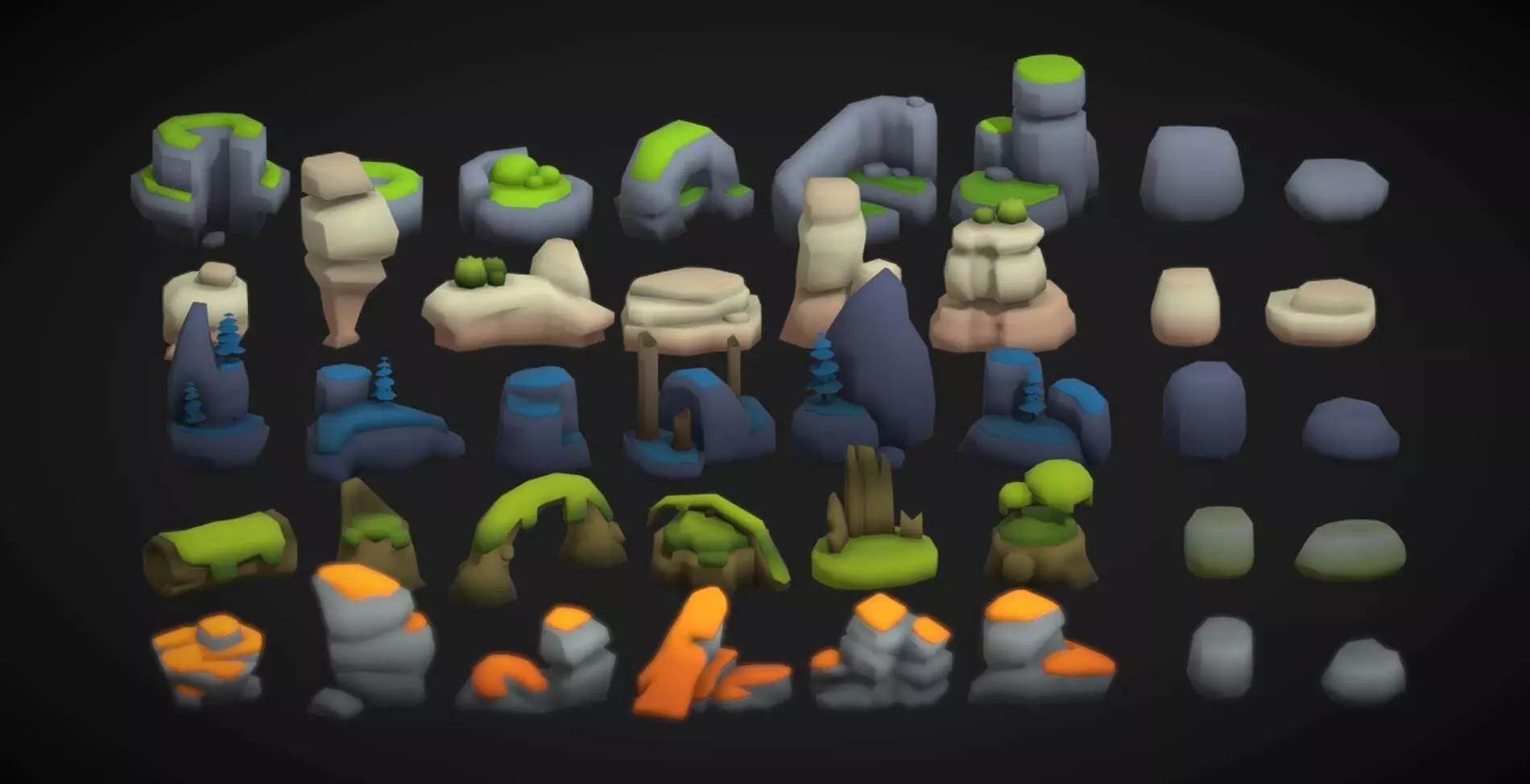 Stylized Rock Asset Pack Low-poly 3D model_2