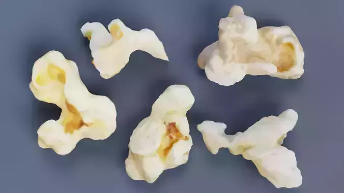 Popcorn - Multiple Popped Corn Kernels 3D model 2