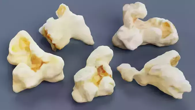 Popcorn - Multiple Popped Corn Kernels 3D model