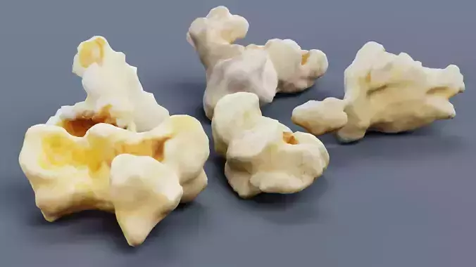 Popcorn - Multiple Popped Corn Kernels 3D model 3