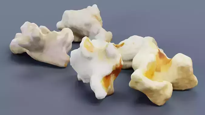 Popcorn - Multiple Popped Corn Kernels 3D model 4