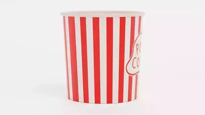 Popcorn Cup V1 - Bucket with Custom Design Low-poly 3D model 4