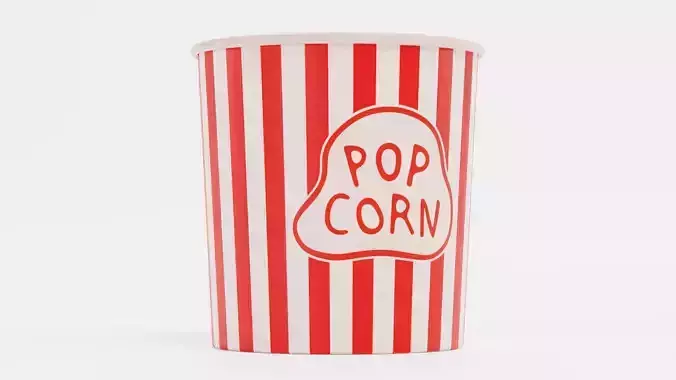 Popcorn Cup V1 - Bucket with Custom Design Low-poly 3D model 3