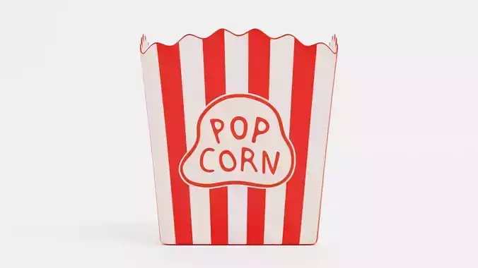 Popcorn Cup V2 - Box with Custom Design Low-poly 3D model 2