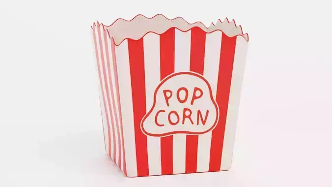 Popcorn Cup V2 - Box with Custom Design Low-poly 3D model