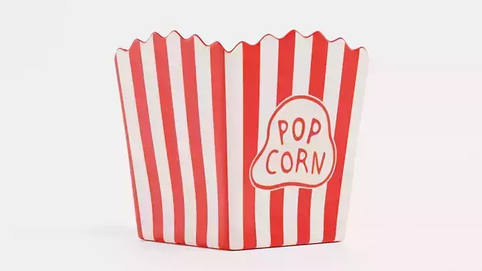 Popcorn Cup V2 - Box with Custom Design Low-poly 3D model 3