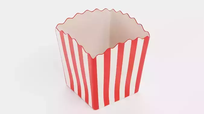 Popcorn Cup V2 - Box with Custom Design Low-poly 3D model 5