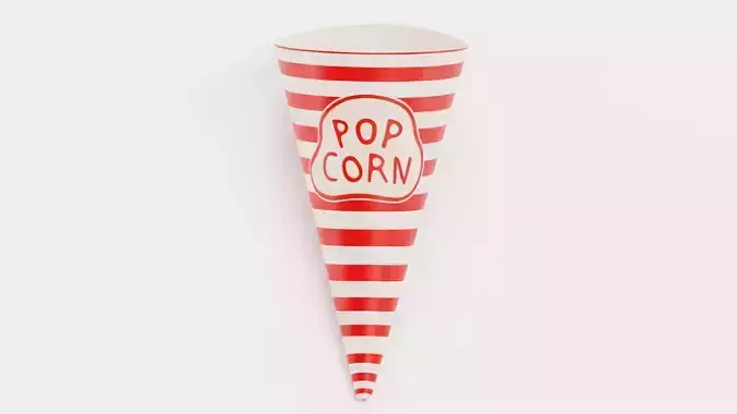 Popcorn Cup V3 - Cone with Custom Design Low-poly 3D model 3