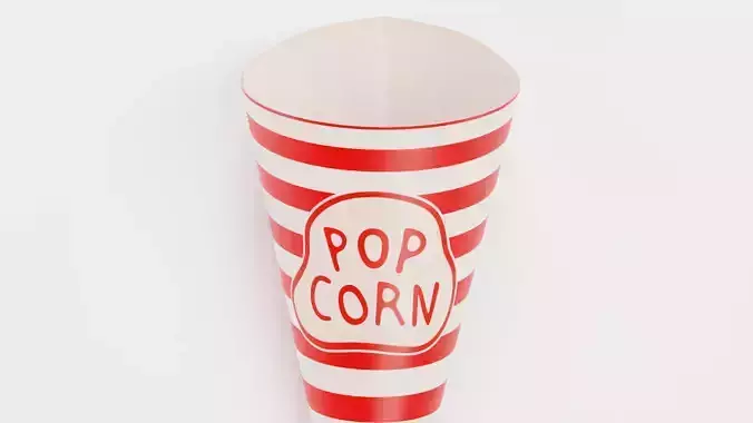 Popcorn Cup V3 - Cone with Custom Design Low-poly 3D model 4