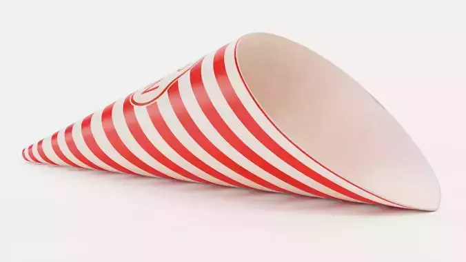 Popcorn Cup V3 - Cone with Custom Design Low-poly 3D model 7