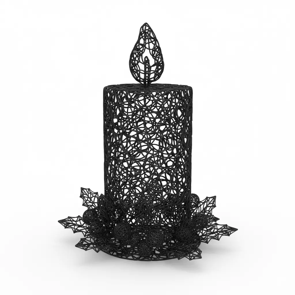 3D Christmas Candle Model Festive Holiday Decor 3D print model_0