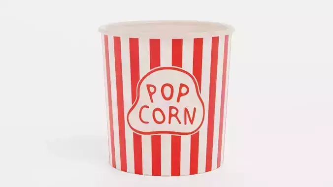 3 Popcorn Cups - Bucket and Cone and Box Set Low-poly 3D model 7