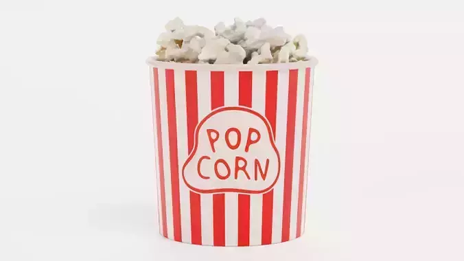Popcorn in Cup V1 - Filled Bucket with Custom Design 3D model 3