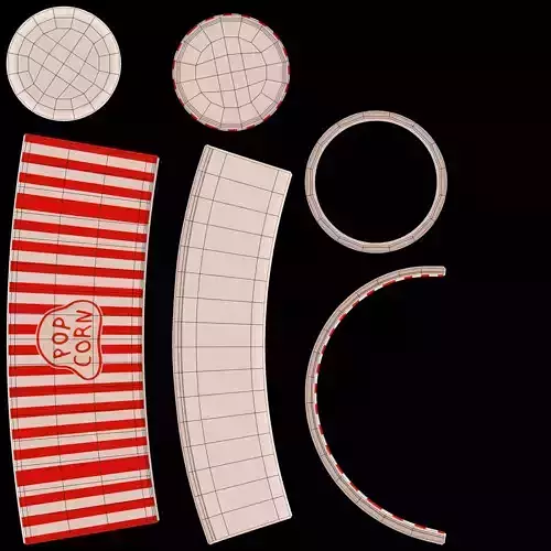 Popcorn in Cup V1 - Filled Bucket with Custom Design 3D model 7