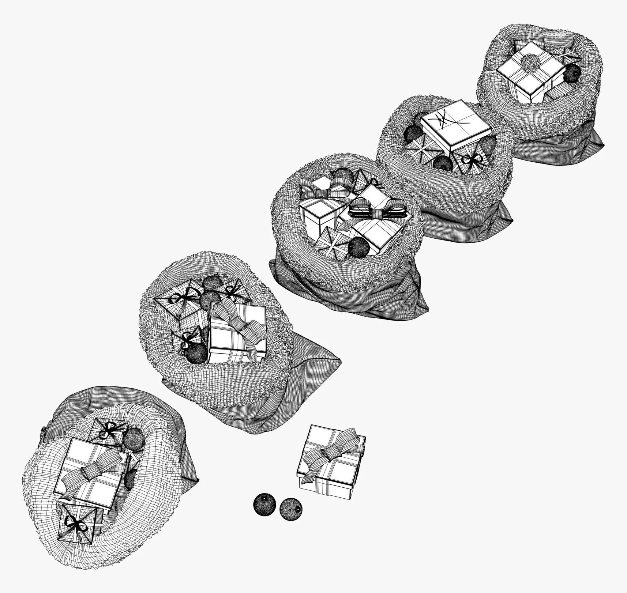Christmas Gift Sacks with Presents M1 3D model_8
