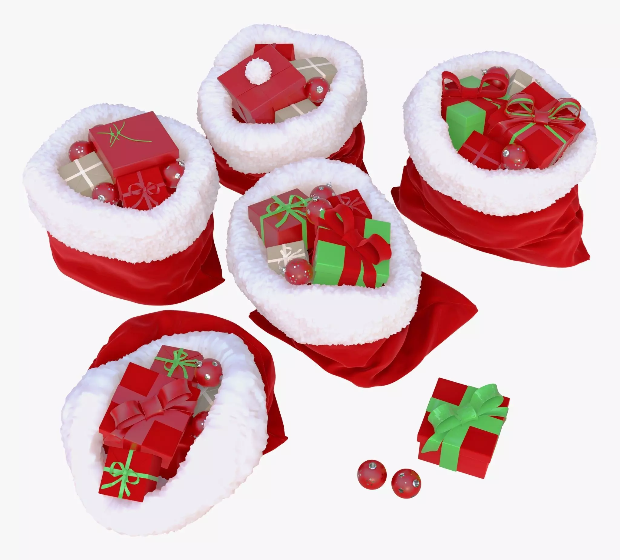 Christmas Gift Sacks with Presents M1 3D model_3