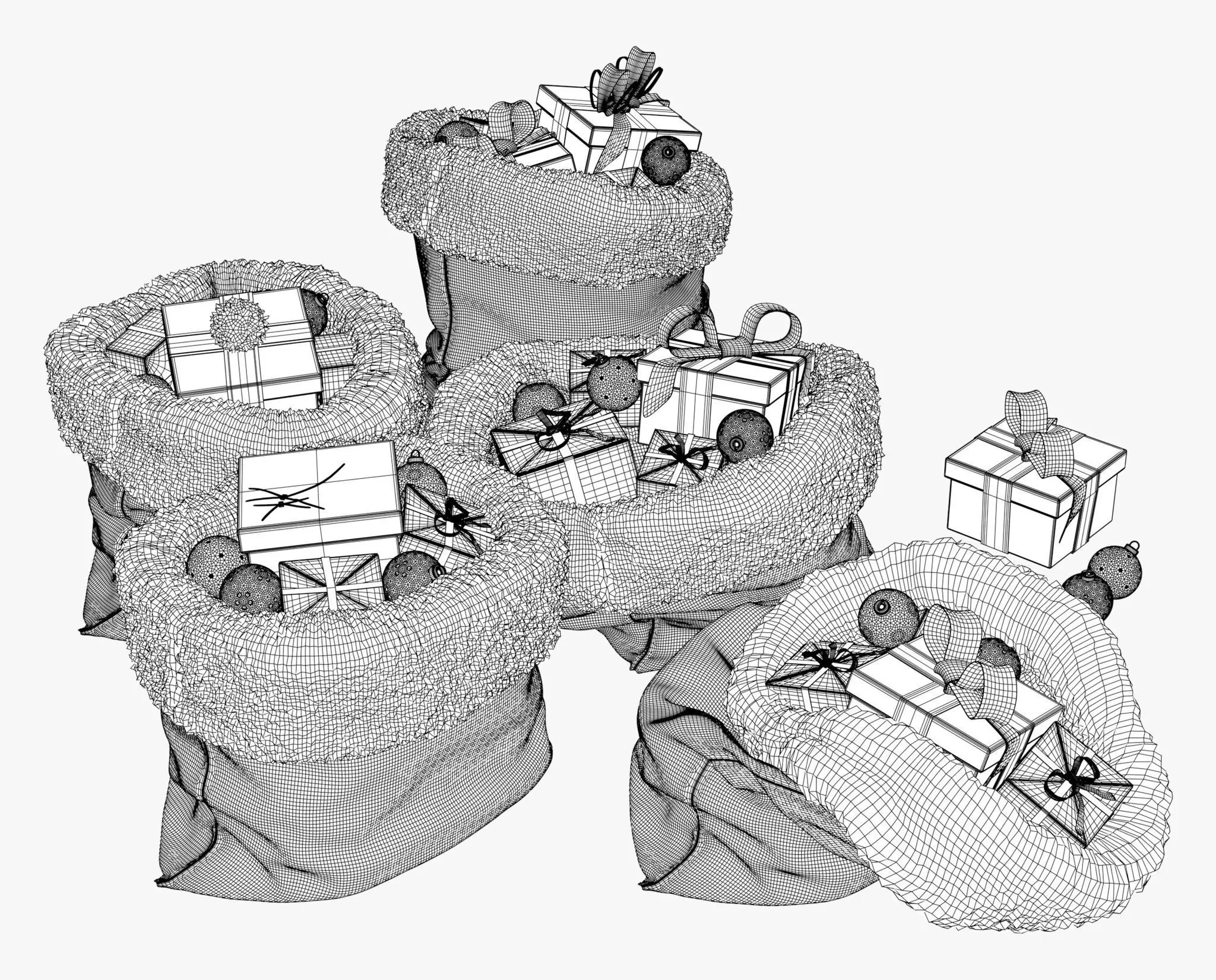 Christmas Gift Sacks with Presents M1 3D model_6