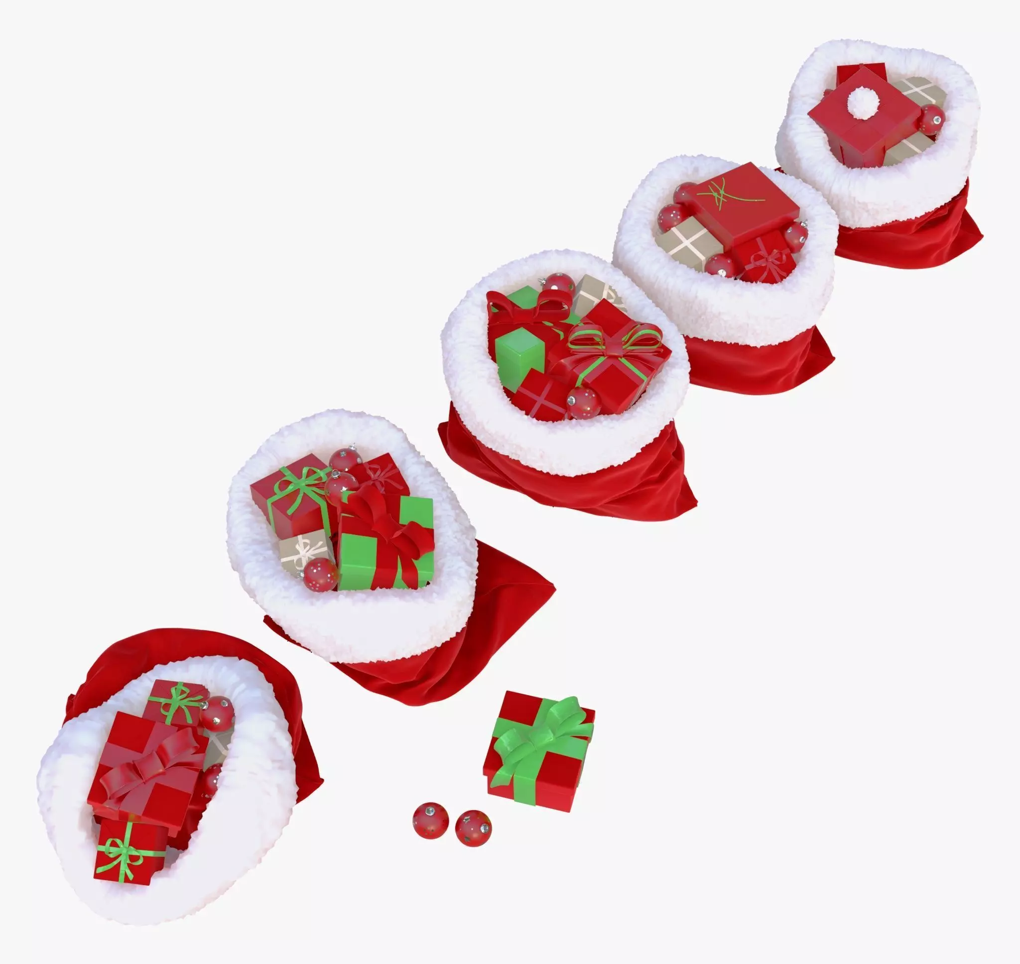 Christmas Gift Sacks with Presents M1 3D model_2