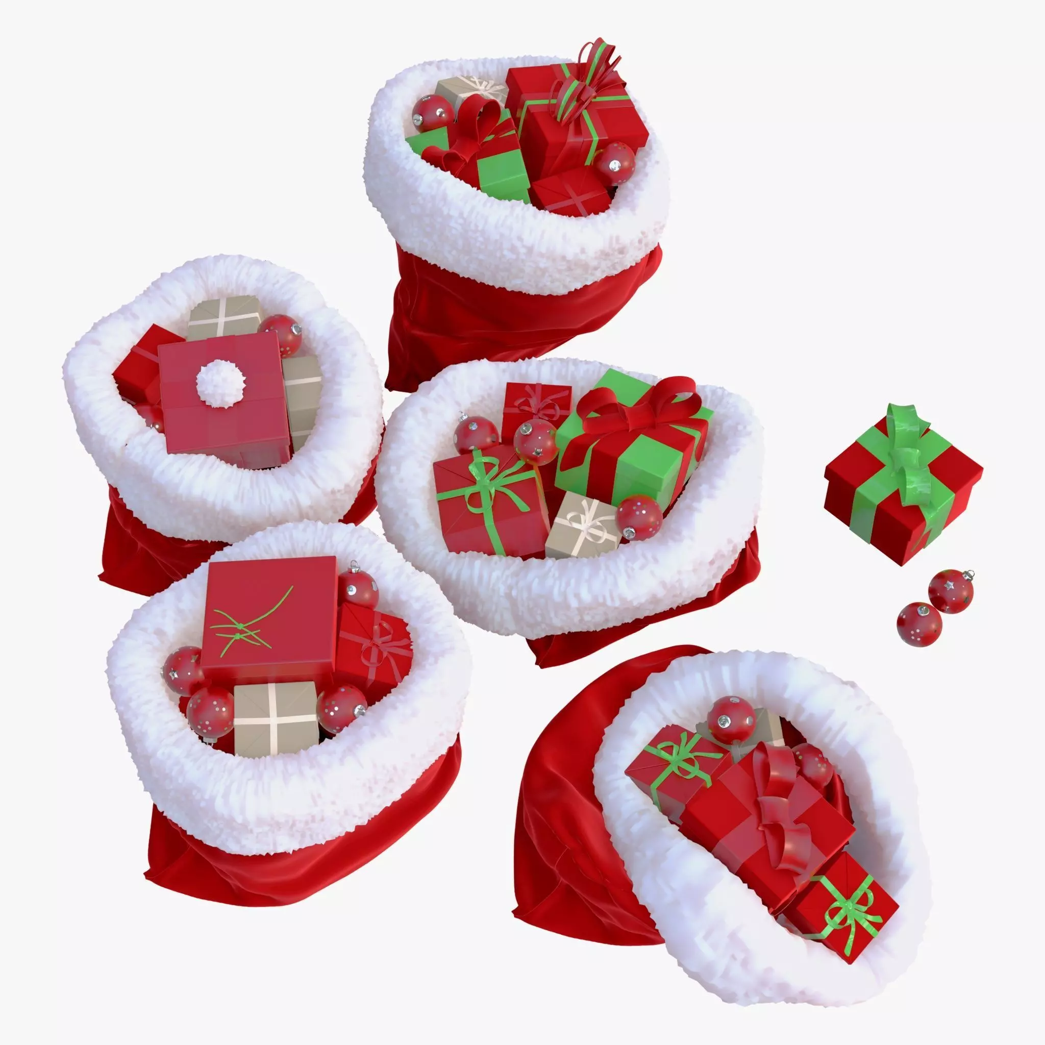 Christmas Gift Sacks with Presents M1 3D model_1