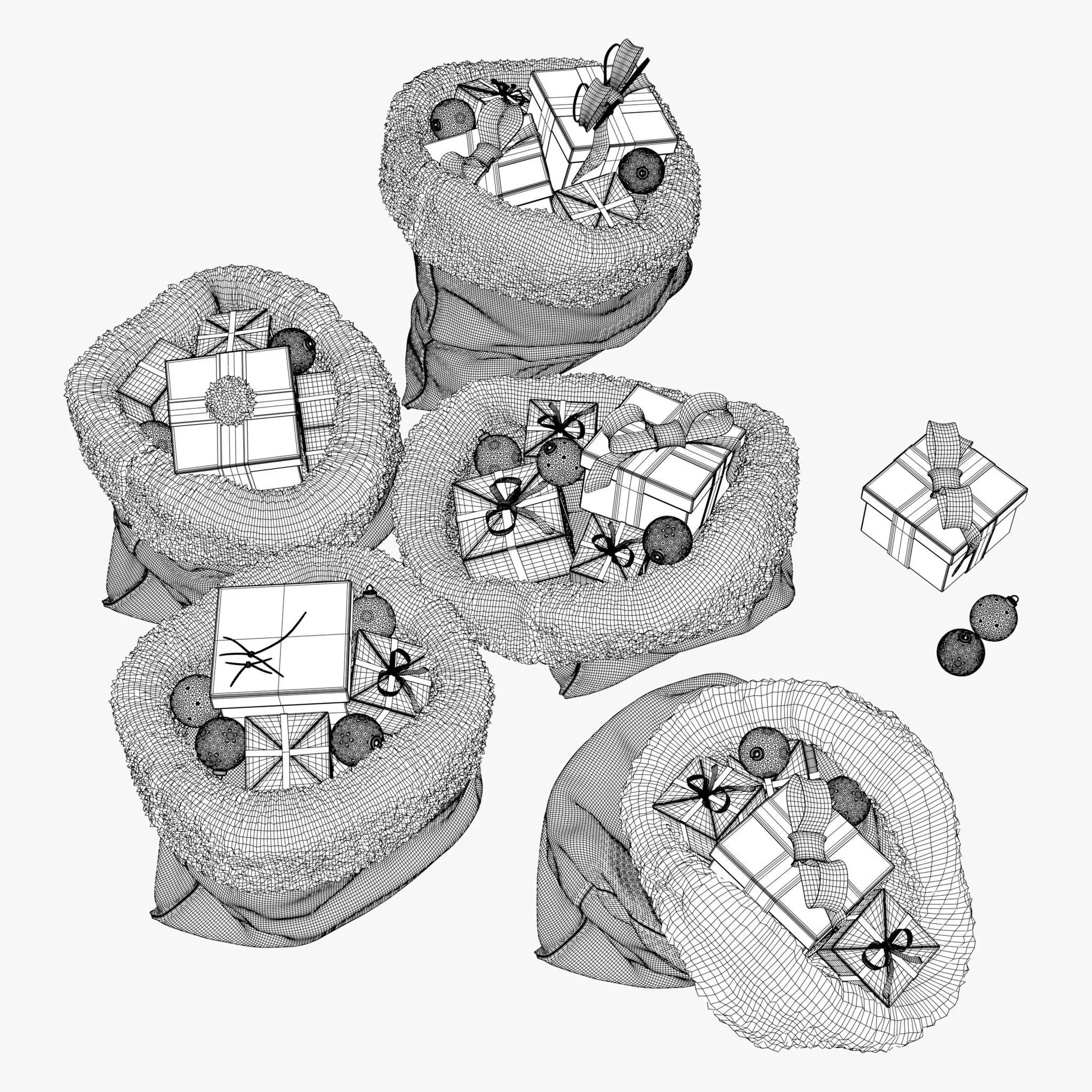 Christmas Gift Sacks with Presents M1 3D model_7