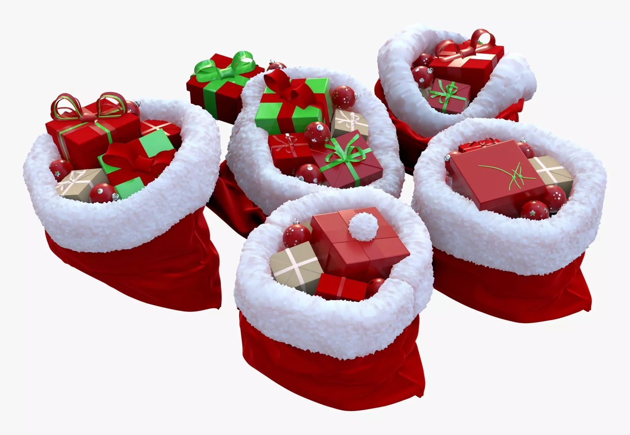 Christmas Gift Sacks with Presents M1 3D model_5