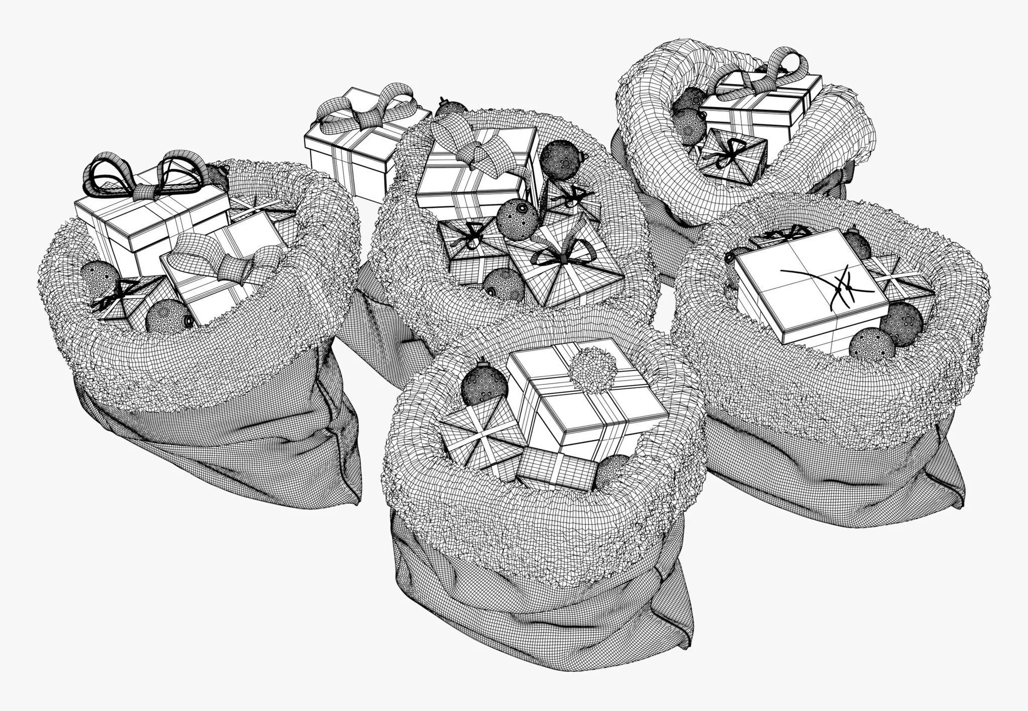 Christmas Gift Sacks with Presents M1 3D model_11