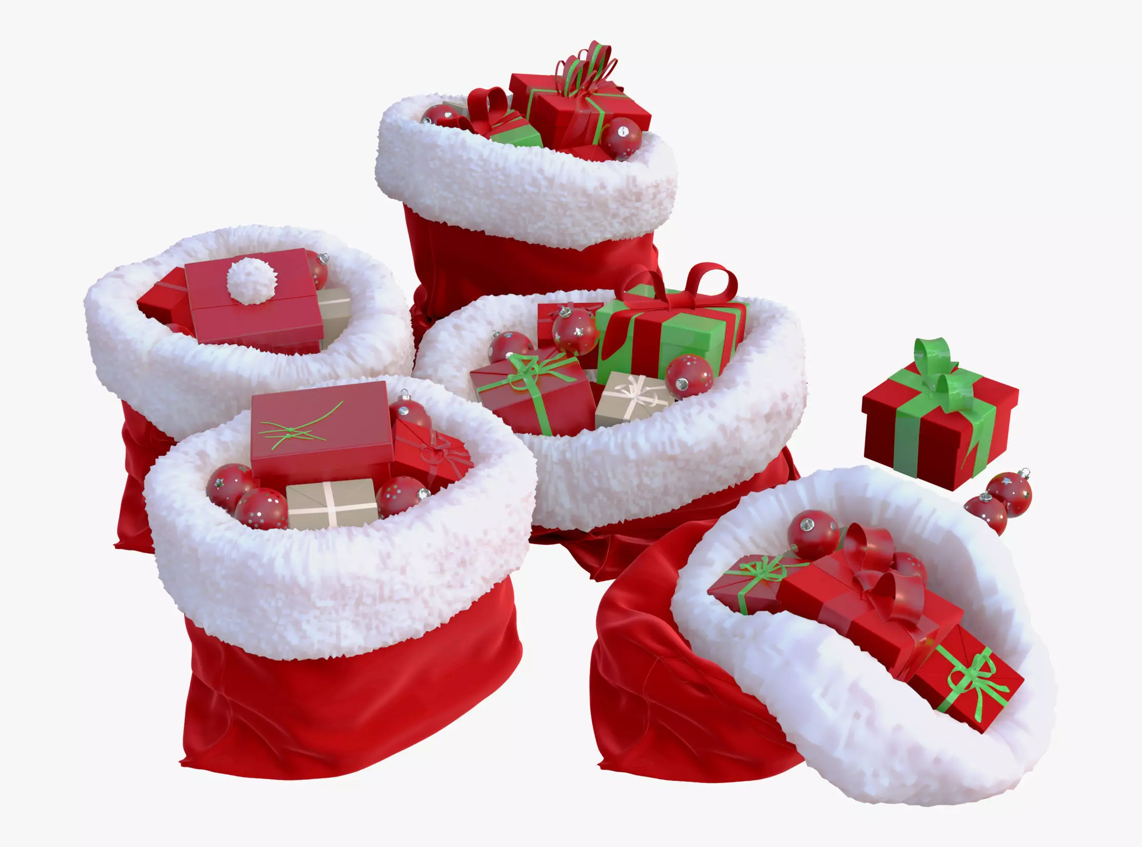 Christmas Gift Sacks with Presents M1 3D model_0