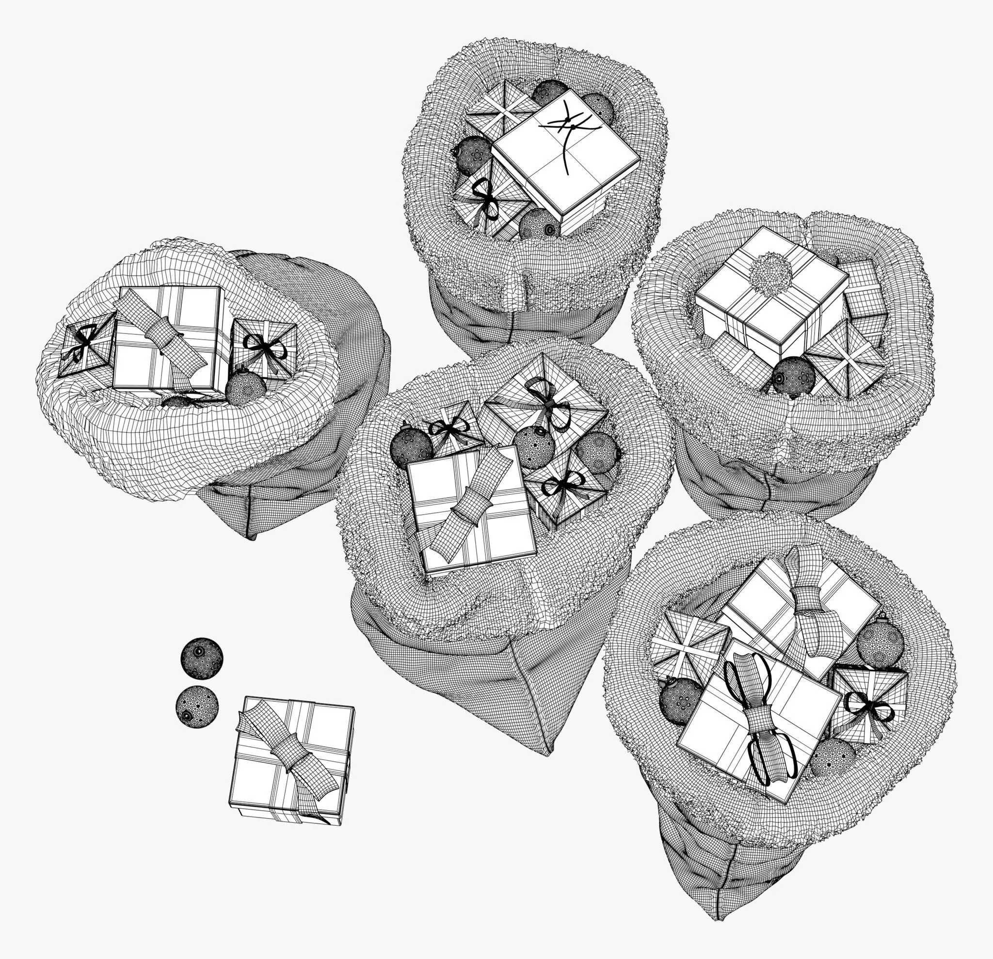 Christmas Gift Sacks with Presents M1 3D model_10