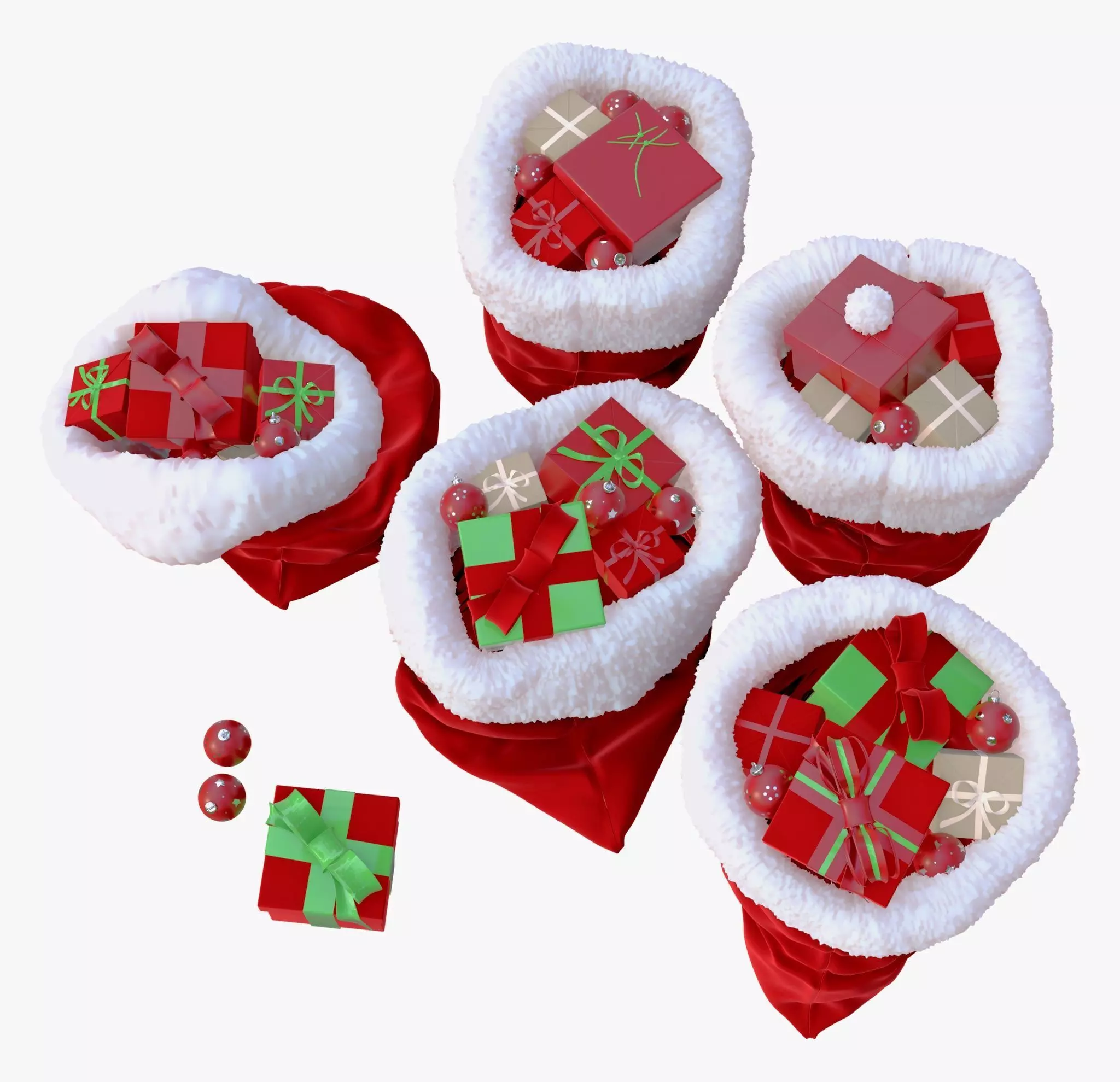 Christmas Gift Sacks with Presents M1 3D model_4