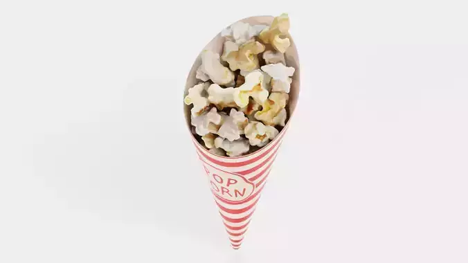 Popcorn in Cup V3 - Filled Cone with Custom Design 3D model 2