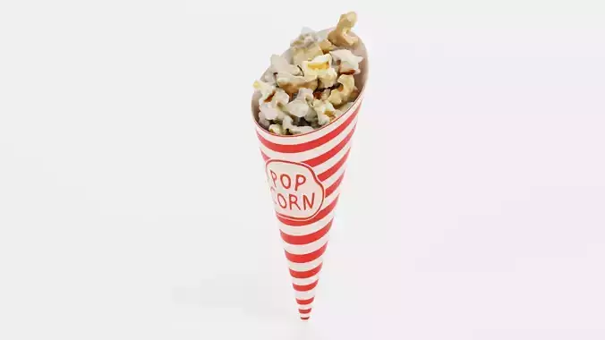 Popcorn in Cup V3 - Filled Cone with Custom Design 3D model
