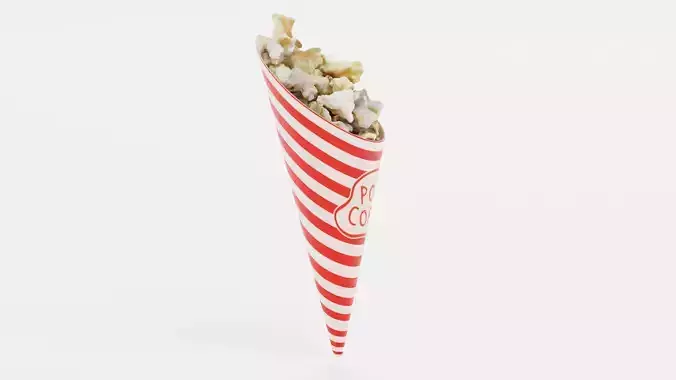 Popcorn in Cup V3 - Filled Cone with Custom Design 3D model 5