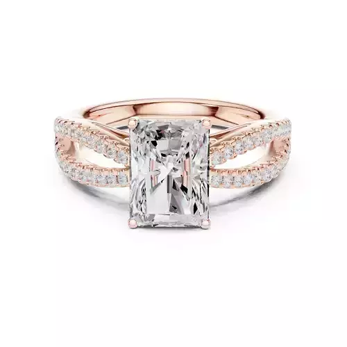 Split Shank Radiant Diamond Engagement Ring ALL SIZES STL Video