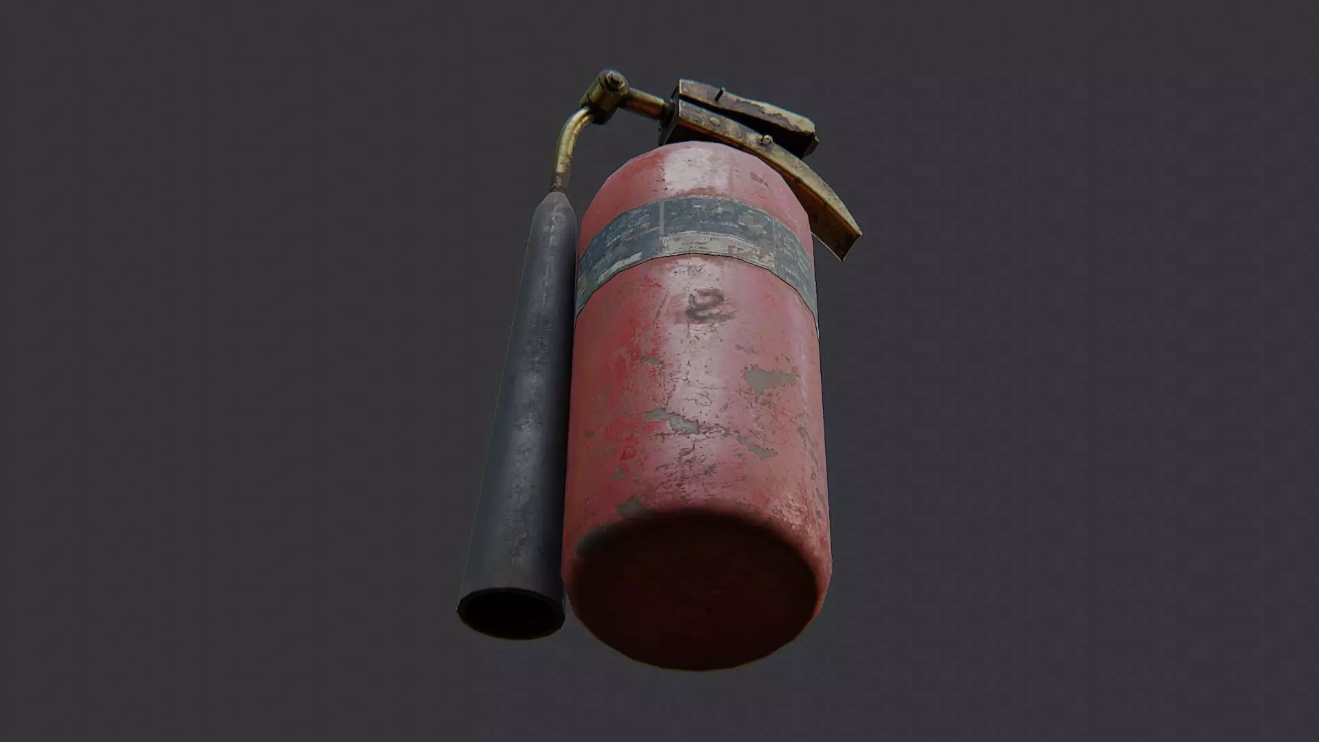 Small Red Fire Extinguisher with Hose Low-poly 3D model_5