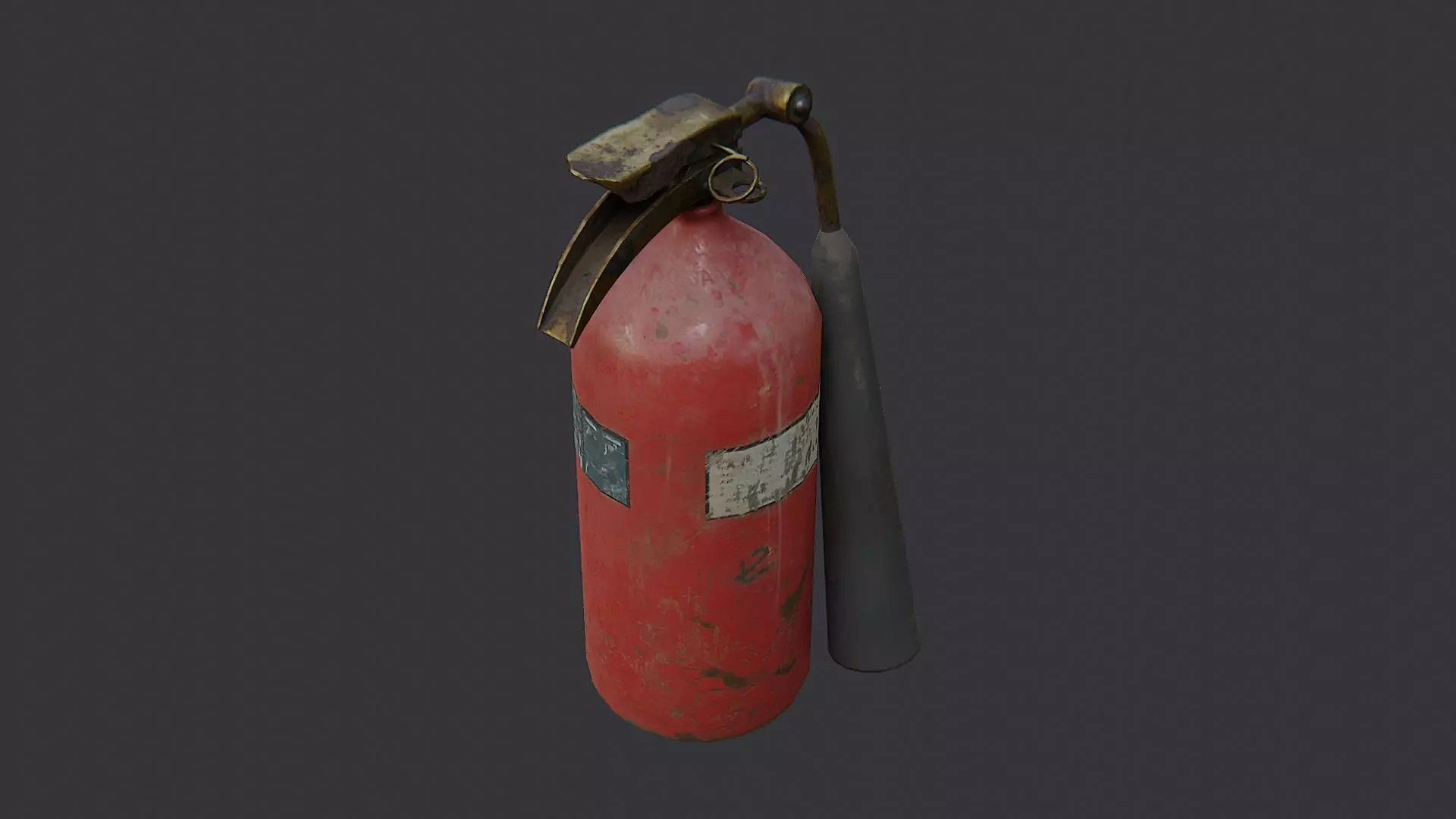 Small Red Fire Extinguisher with Hose Low-poly 3D model_3