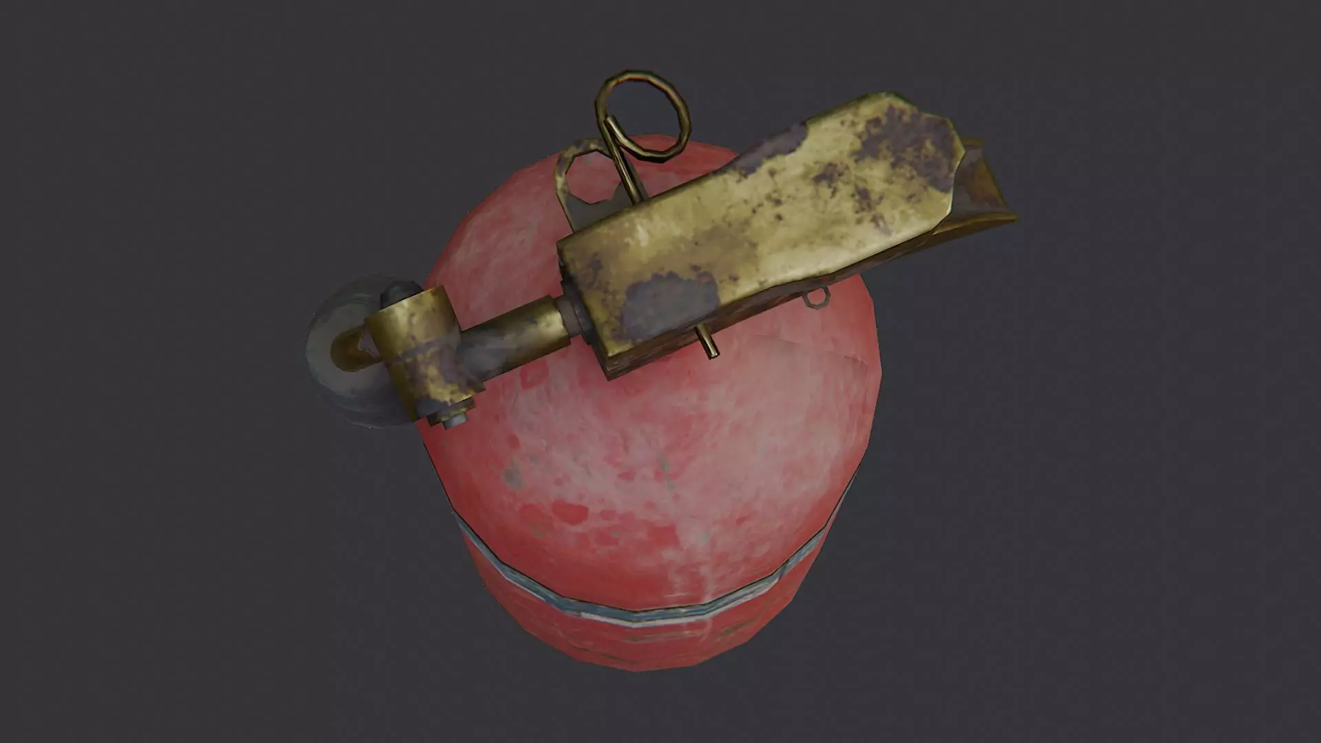 Small Red Fire Extinguisher with Hose Low-poly 3D model_4