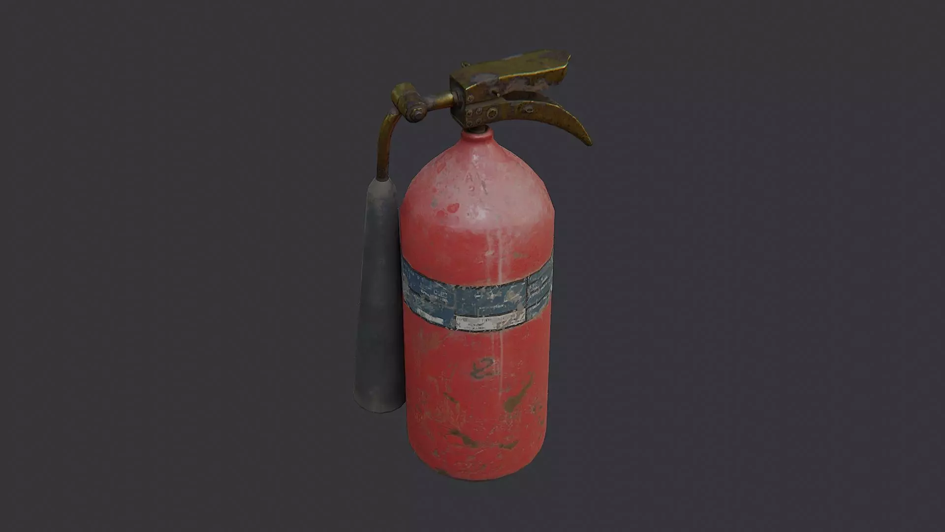 Small Red Fire Extinguisher with Hose Low-poly 3D model_0