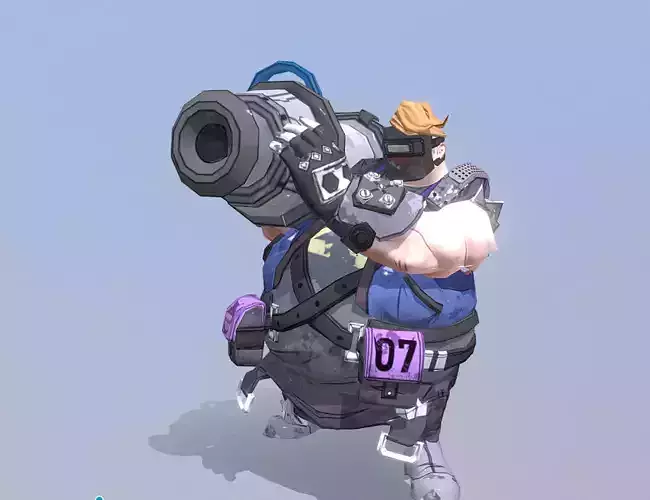 Big Cannon Warrior Firing Ammo FBX png