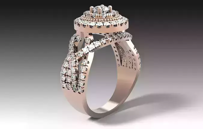 Rose Gold Diamond Halo Ring