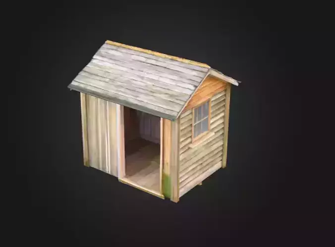 Wooden Cabin Shed Low-poly 3D model