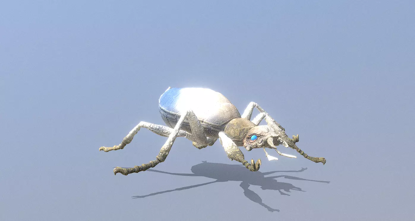 Gray Beetle Bug Running Fbx Png 3D model_0