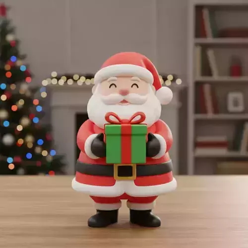 Santa Claus with Gift Figurine Christmas Decoration STL