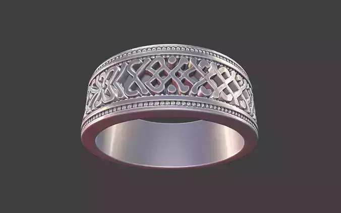 ornamental ring silver engraved detailed mens ring