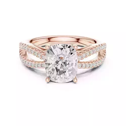 2CT Cushion Cut Split Shank Diamond Ring ALL SIZES STL Video